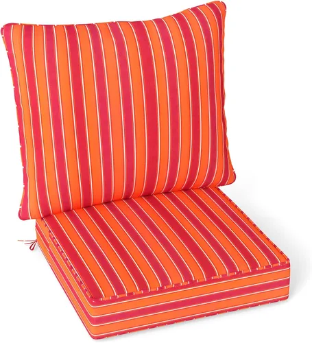 Miniatura 14 de Giantex Juego de cojines de patio con almohada, cojín de asiento profundo y respaldo, almohadillas para sillas de exterior con lazos, reemplazo