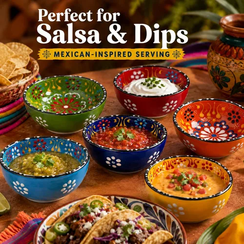 Miniatura 2 de BCS Juego de 6 cuencos de cerámica pequeños para inmersión, tabla de preparación de cocina y charcutería, plato de salsa de soja, platos decorativos