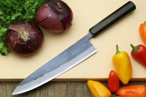 Miniatura 3 de Yoshihiro Kurouchi - Cuchillo de chefs Gyuto de acero inoxidable forjado en negro con mango de ébano (9.5 pulgadas (9.449 in) y sin saya)