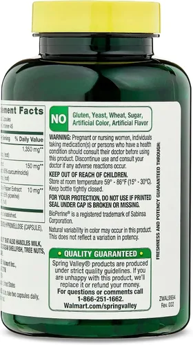 Miniatura 7 de Suplemento de curcumina de cúrcuma Spring Valley – Ultra Strength 1,500 mg, 90 cápsulas vegetarianas, apoya el bienestar articular y general