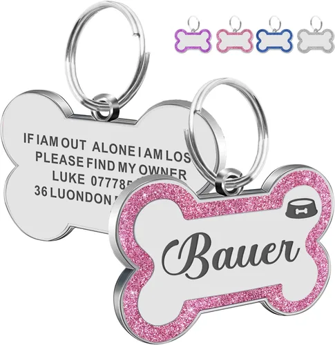 Miniatura 16 de Etiquetas para perros personalizadas para mascotas, etiquetas de nombre para perro, etiqueta para perro personalizada grabada con cualquier nombre