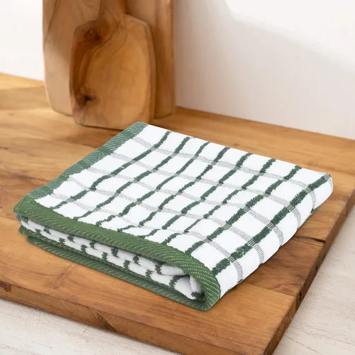 Miniatura 8 de Urban Villa Juego de 3 toallas de cocina de rizo verde/blanco, 100% algodón, ultra suaves, tamaño 20 x 30 pulgadas, altamente absorbentes, de gran