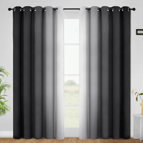 Miniatura 94 de COSVIYA Cortinas 100% Opacas Azul Degradado con Lazos Ajustables para Cocina Aislamiento Térmico Oscurecimiento de Habitación Cenefa con Bolsillo