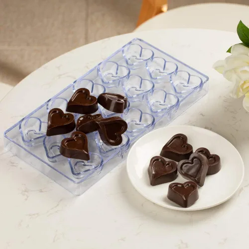 Miniatura 3 de Restaurantware Pastry Tek - Molde para dulces de corazón de 10.8 x 5.3 pulgadas, 1 molde de chocolate con forma de corazón, 15 cavidades, apto