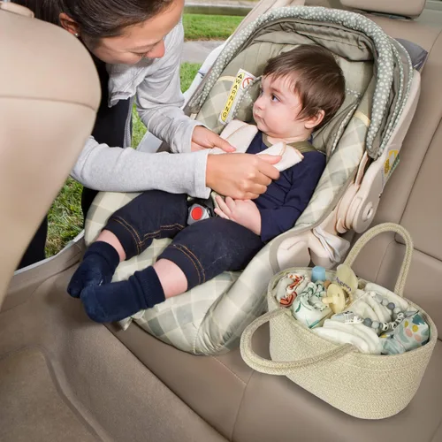 Miniatura 5 de Organizador de pañales para bebé con cuerda de algodón para niña o niño, cesta de almacenamiento portátil para guardería, bolsa de transporte