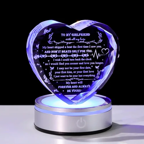 Regalos Qianwei para novia de novio únicos - Regalos personalizados de corazón de cristal para mi novia que lo tiene todo - Ideas de regalo de