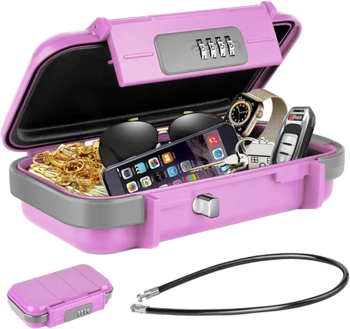 HUANLANG Caja de Seguridad Portátil con Cerradura de Combinación Mini Caja de Seguridad para Viajes de Playa Impermeable Cajas de Bloqueo Pequeñas