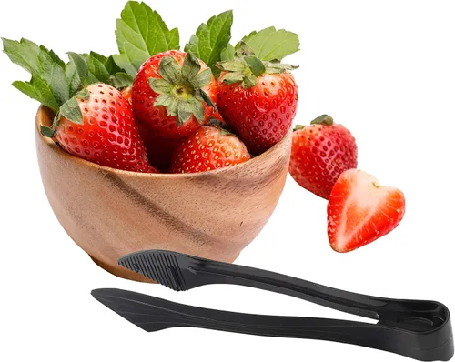 Miniatura 4 de PARTY BARGAINS Pinzas de plástico negro de 8.5 pulgadas para servir, paquete de 6, pinzas de cocina desechables y reutilizables para fiestas