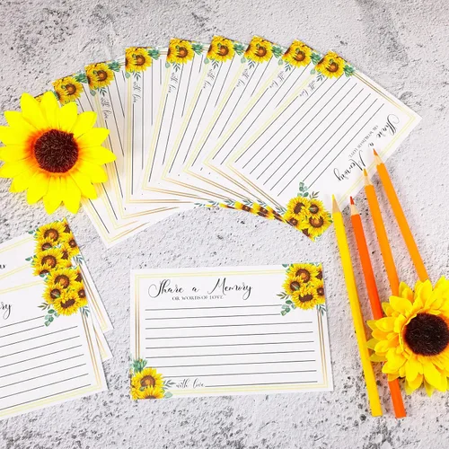 Miniatura 4 de Zonon 50 tarjetas de memoria con diseño de girasol, con texto en inglés "Share a Memory Card", para celebración de la vida, decoración de bodas