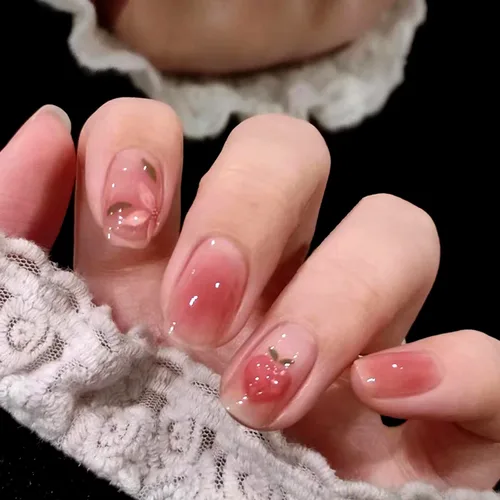 Miniatura 8 de Uñas postizas cortas cuadradas a presión, uñas postizas blancas nude, uñas postizas brillantes de cobertura completa, uñas postizas acrílicas