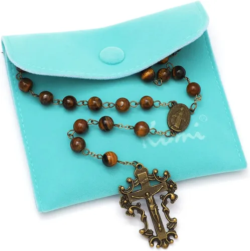 Miniatura 47 de KOMI Rosario de cuentas católicas para mujer, collar de cuentas de rosario con cruz de crucifijo, perlas de cristal, rosario, rosarios, católicos