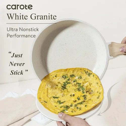 Miniatura 3 de CAROTE Juego de sartén antiadherente, sartén para tortillas, sartén de granito saludable y no tóxico, sartén de huevos compatible con inducción