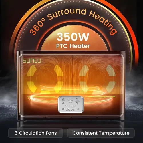 Miniatura 3 de SUNLU Caja secadora oficial para filamentos de impresora 3D S4, capacidad para 4 carretes, 3 ventiladores de circulación, calentador PTC de 350W