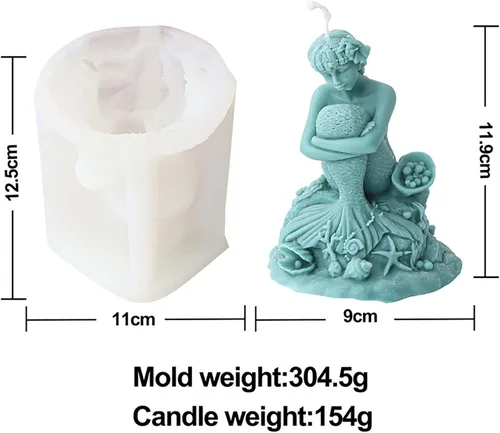 Miniatura 2 de Grainrain Moldes de silicona para velas de sirena para hacer velas, cera y jabón, moldes de silicona para velas moldes de jabones crean velas 3D