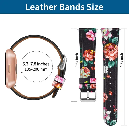 Miniatura 3 de Correas de cuero compatibles con pulseras Fitbit Versa 2 y Versa Lite, correa de cuero de repuesto clásica para Fitbit Versa SE para mujeres