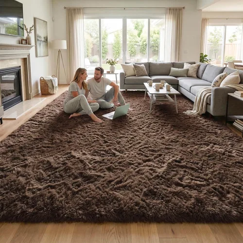 Miniatura 30 de DweIke Alfombras Shag Esponjosas Azules para Dormitorio Sala de Estar, 5x8 Grande Suave Felpa Tie-Dye Azul Cielo para Niñas y Niños, Alfombra Azul