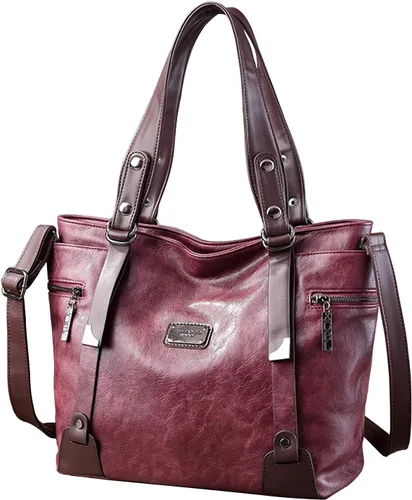 Miniatura 13 de Bolsos y carteras para mujer, bolso de mano de cuero vegano para mujer, bolso de hombro, bolso de viaje con compartimentos