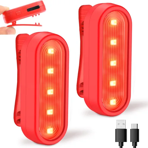 Miniatura 8 de Luces LED de seguridad para bicicleta, luz trasera de bicicleta rojo/verde, linterna de seguridad trasera de bicicleta, recargable por USB C, 4
