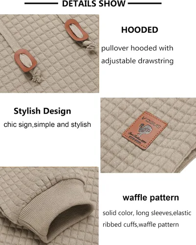 Miniatura 5 de COOFANDY - Sudadera con capucha para hombre, casual, de manga larga, con cordón ajustable y tejido de punto de gofre