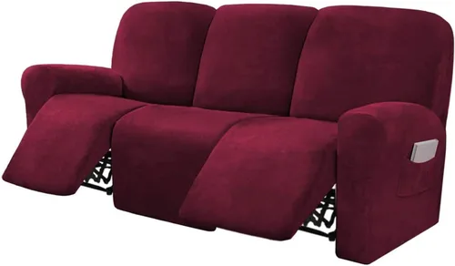 Miniatura 14 de Funda para sofá reclinable de 8 piezas, terciopelo elástico para sofá reclinable de 3 plazas, funda suave y gruesa para sofá reclinable, protector