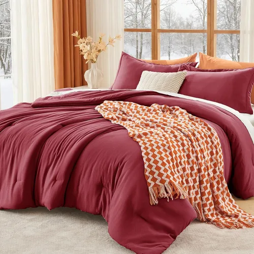 Miniatura 35 de MUXHOMO Juego de edredón beige tamaño individual/individual XL, ropa de cama alternativa ultrasuave para todas las estaciones. El juego de cama