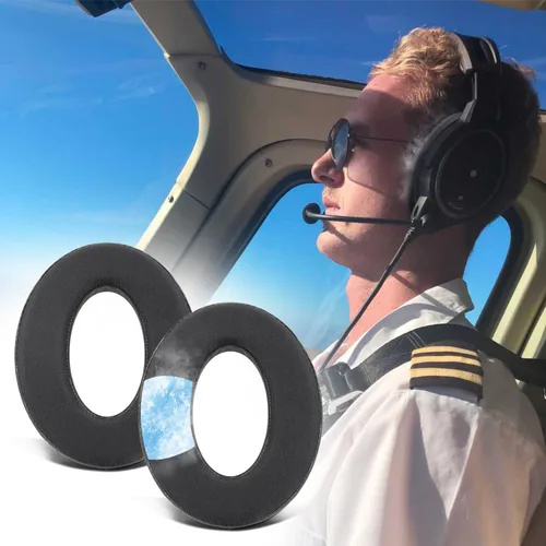 Miniatura 4 de SOULWIT Almohadillas de refrigeración para auriculares Bose Aviation X A10/A20, cojines con espuma de aislamiento de ruido de alta densidad - Negro