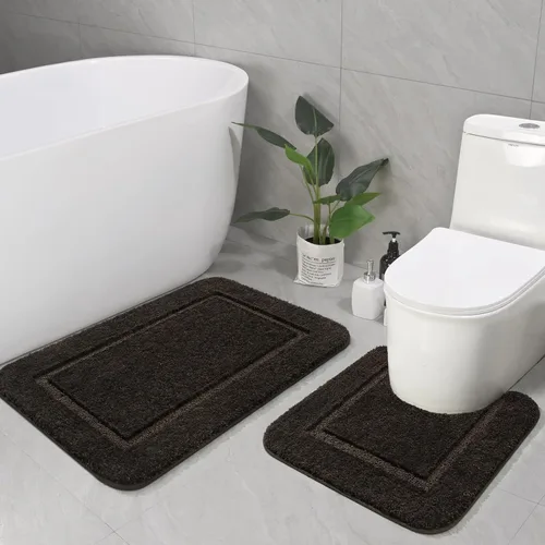 Miniatura 7 de LOCHAS Juego de Alfombras de Baño Beige, Juego de Alfombras de Baño Suaves de 2 Piezas, Tapete de Inodoro en Forma de U de 20x20 y Alfombras de Baño