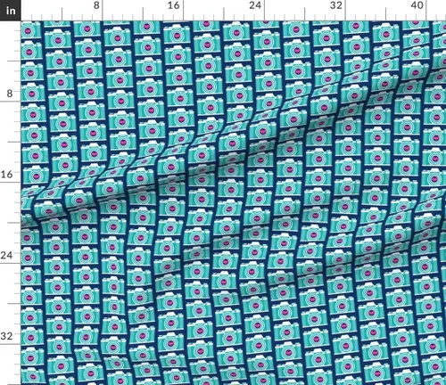 Miniatura 2 de Spoonflower Tela – Retro Cámara Sonrisa Fotografía Fresca Vintage Verano Rosa Verde azulado Brillante Impreso en Petal Signature Tela de algodón Fat