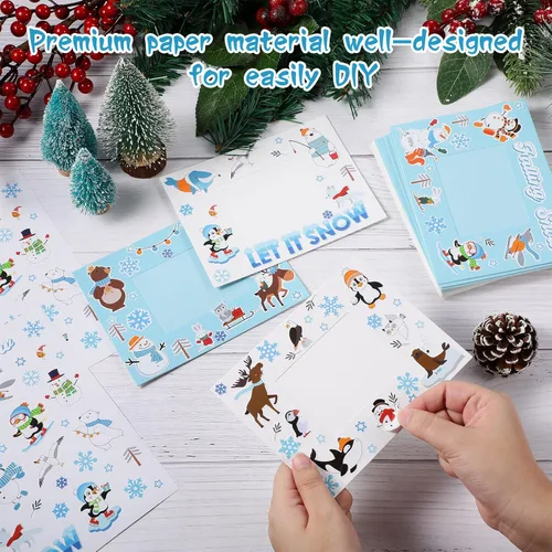 Miniatura 4 de Capoda Paquete de 24 kits de manualidades de imágenes de invierno, marcos de fotos de papel de nieve para niños, marcos de fotos de nieve