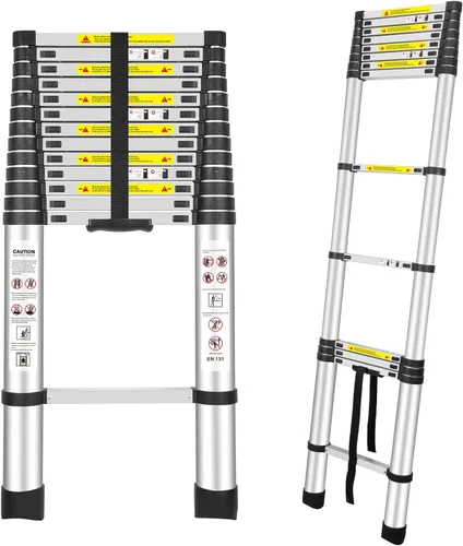 Escaleras telescópicas, (15 pies/14.8 ft), escalera de extensión de aluminio con estándares EN131, extensión para RV, áticos, familias, trabajo al