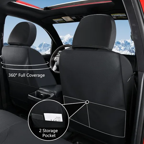 Miniatura 4 de Truckiipa Fundas de Asiento Automotrices Ajuste para Toyota Tacoma Asiento Delantero de Cuero Impermeable Cobertura Completa Fundas de Asiento