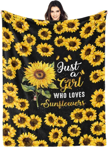 Miniatura 10 de Manta de mariposa de girasol, suave, cálida, ligera, acogedora manta de felpa para cama, sofá, oficina, decoración de regalos para niños y mujeres