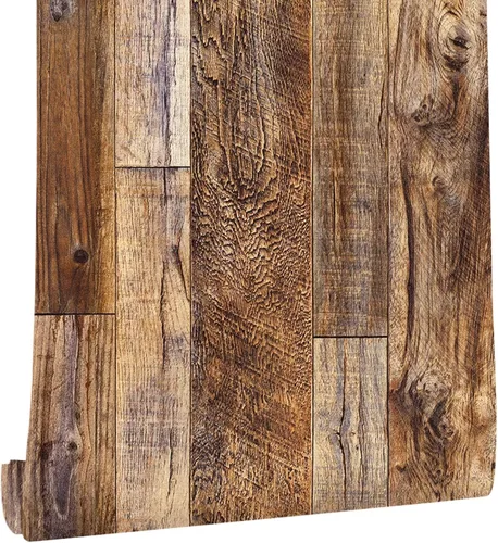 Miniatura 32 de Yun-aeon Papel de contacto de madera natural y gris oscuro, papel tapiz autoadhesivo de 17.3 x 236 pulgadas, autoadhesivo, extraíble, vintage