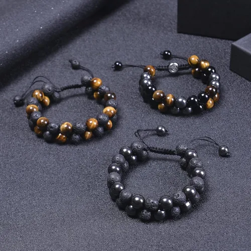 Miniatura 8 de Brazalete GelConnie de piedras de lava, 7 chakras, 0.32 pulgadas, piedra natural, para curación, alivio del estrés, yoga, ansiedad, aromaterapia