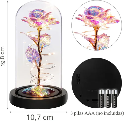 Miniatura 6 de Colorida flor de rosa regalo para San Valentín, regalo de cumpleaños para mujer, regalo de cumpleaños colorido de flores artificiales, cadena de luz