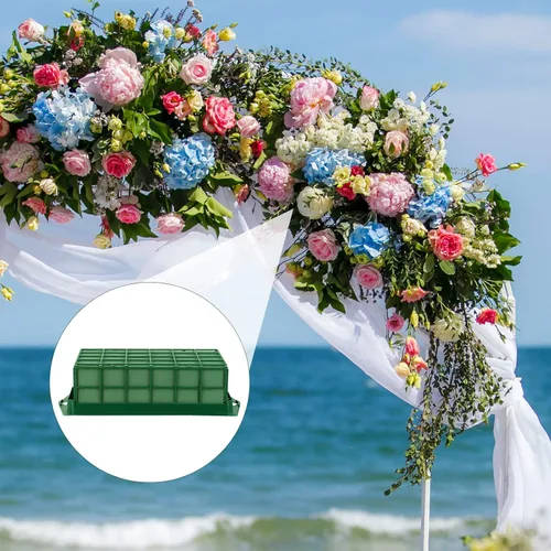 Miniatura 6 de Hahood Paquete de 2 jaulas rectangulares de espuma floral con arreglos florales de espuma floral para flores frescas, decoraciones de boda