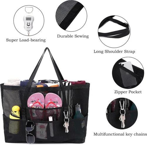 Miniatura 5 de Bolsa de playa de malla para mujer, plegable, para natación, vacaciones y bolsa de juguetes