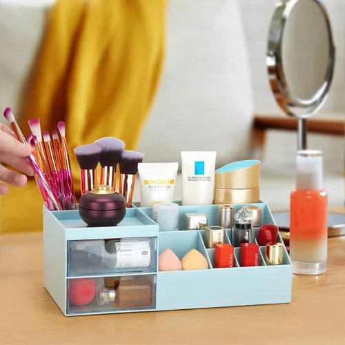 Miniatura 6 de LETURE Organizador de Escritorio, Caja Organizadora de Tocador de Maquillaje Cosmético, Almacenamiento de Maquillaje para Mostrador de Baño