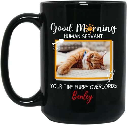 Miniatura 13 de Taza de café personalizada con nombre y foto de gato, marco de fotos personalizado para gato, taza de café negra de 11 onzas y 15 onzas, taza de té