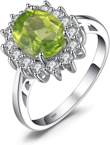 JewelryPalace - Anillos de compromisoaniversario estilo princesa Diana Kate Middleton, con piedra natal de zafiro y halo pmujer, 14 quilates,
