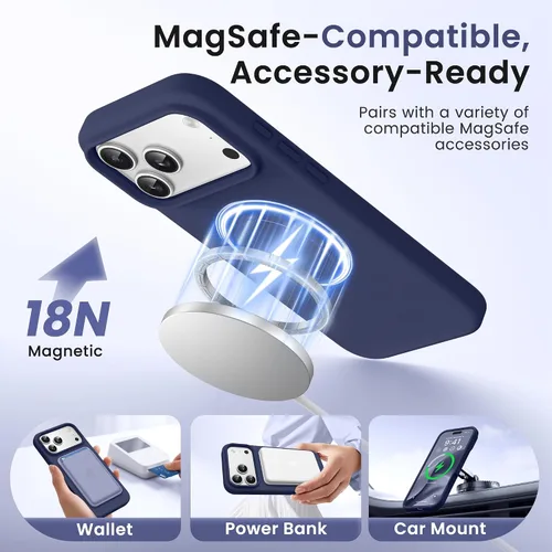 Miniatura 250 de GONEZ Funda de silicona para iPhone 15 Pro Max, compatible con Magsafe, protector de cámara + protector de pantalla, forro de microfibra suave