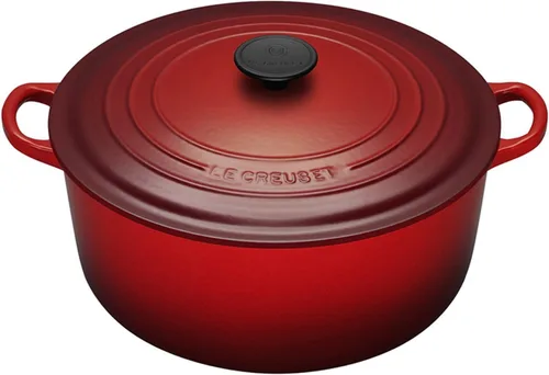 Le Creuset Signature horno francés redondo de hierro fundido esmaltado, 7-1/4 cuartos de galón, Cacerola de hierro fundido 6.85 L, Cereza Cerise