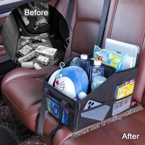 Miniatura 3 de Caja Organizadora de Asiento Delantero-Trasero para Automóvil - Organizador Portátil de Asiento de Pasajero, Organizador de Asiento de Automóvil