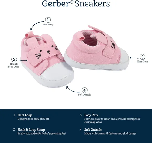 Miniatura 6 de Gerber Zapatillas unisex para bebé, zapatos de cuna para recién nacidos, niños pequeños, neutros, para niño y niña