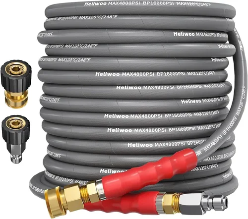 Manguera de lavado a presión de 3/8 pulgadas de 50 pies, manguera de lavadora eléctrica de agua caliente y fría máx. 248 °F, manguera de extensión