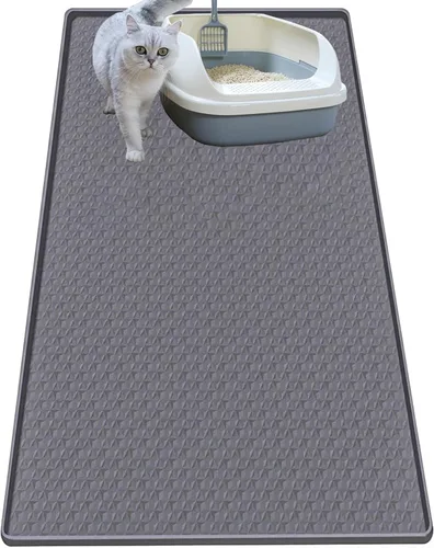 Miniatura 16 de Alfombra para Arena de Gatos, Alfombra de Silicona Grande para Caja de Arena - 28 x 22 pulgadas, Impermeable y Antideslizante, Duradero y Fácil