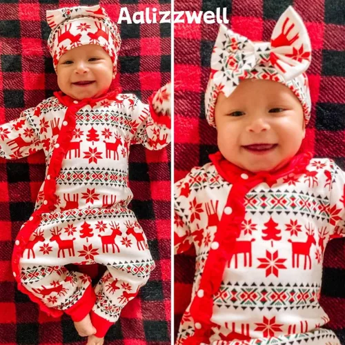 Miniatura 2 de Aalizzwell Newborn Baby Girls Christmas Romper