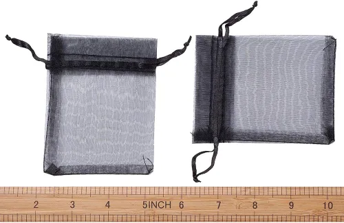 Miniatura 7 de Mega Pet Paquete de 100 bolsas de regalo de organza negra de 2.8 x 2.0 in, bolsas de satén con cordón, bolsas de regalo de joyería de caramelo