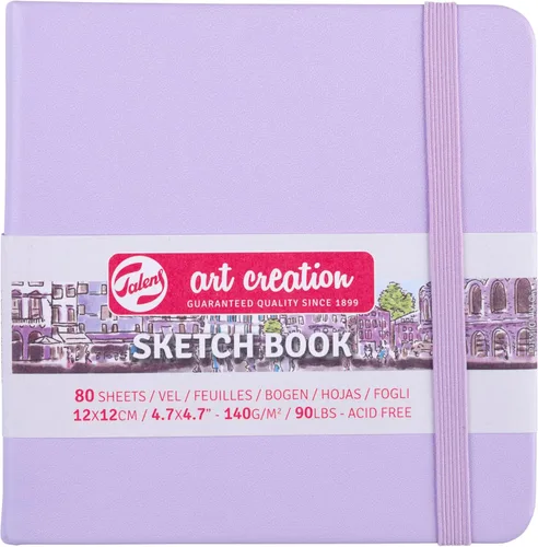 Talens Art Creation T9314-134M 452329 Talens Art Creation Cuaderno de bocetos, cuaderno de dibujo, 4.7 x 4.7 pulgadas (4.7 x 4.7 in), violeta pastel