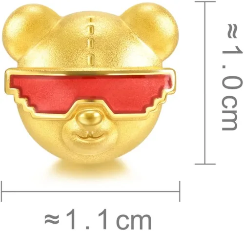 Miniatura 8 de CHOW SANG SANG 999 - Pulsera de oro macizo de 24 quilates con dije de oso para mujer, 93883C, Metal, no conocido